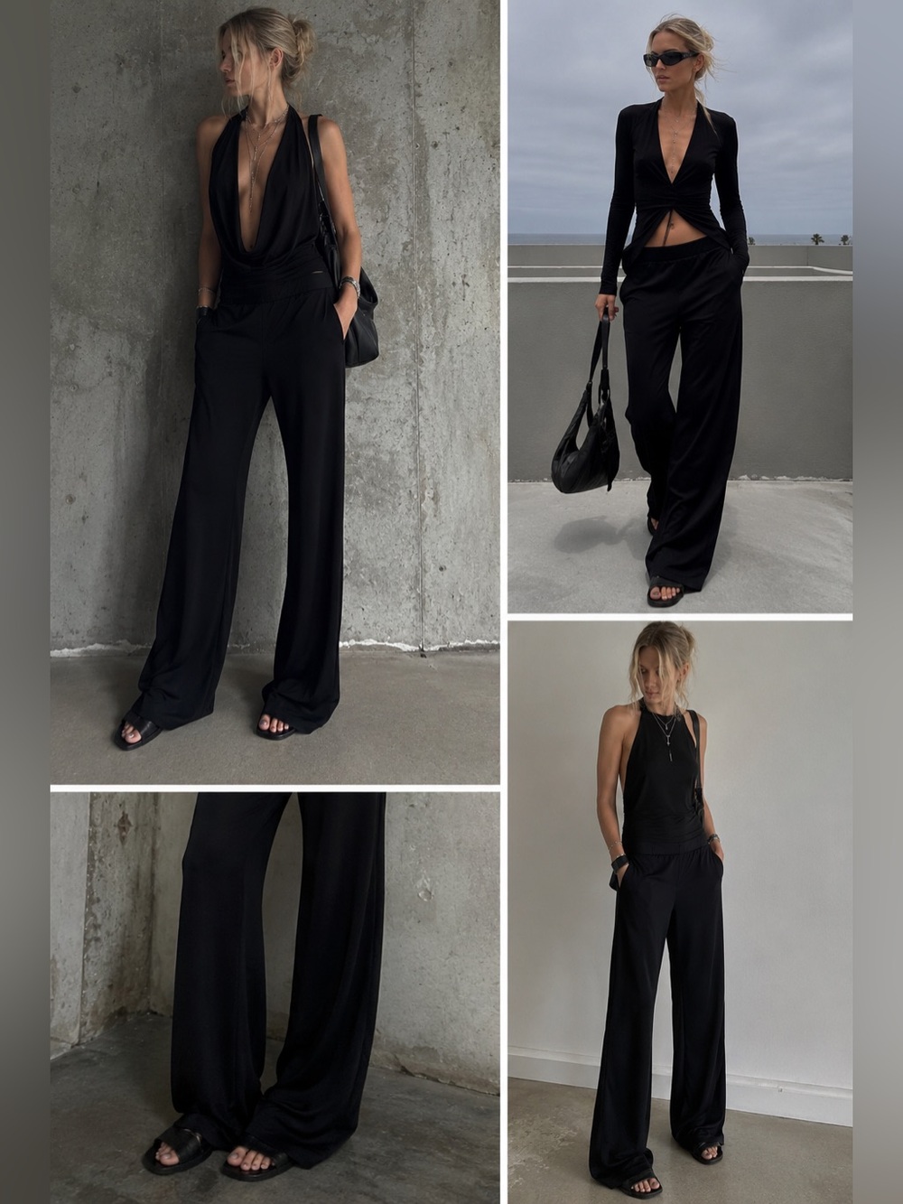 Brigitte Brianna SexyModest Black Wide Leg Pants Size M Stretch Made USA